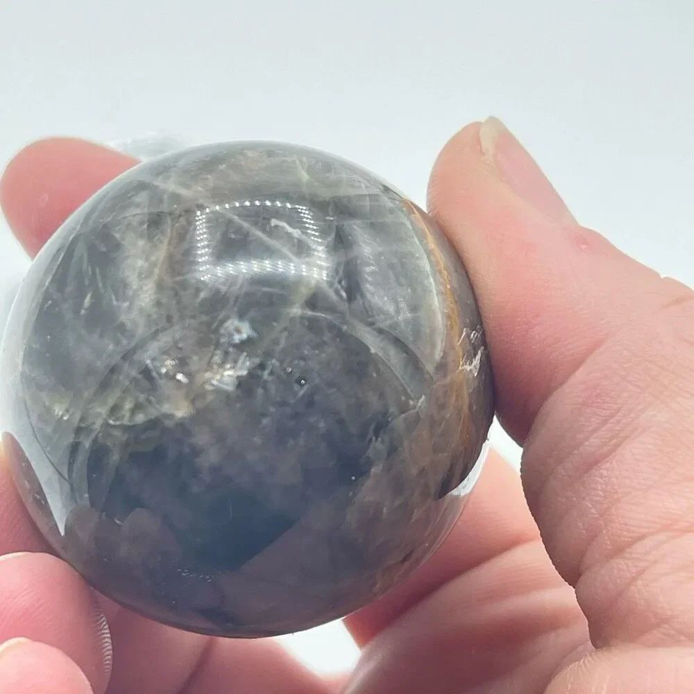 Black moonstone sphere flashy 1.76” small round crystal meditation
